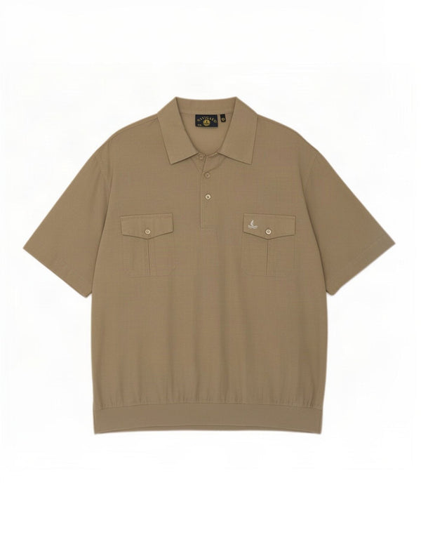 Navigare Mens Short Sleeve Pullover Shirt 2XL Khaki Cotton