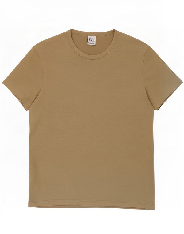 T-shirt Zara da uomo Top in cotone beige medio