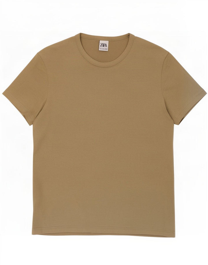 T-shirt Zara da uomo Top in cotone beige medio