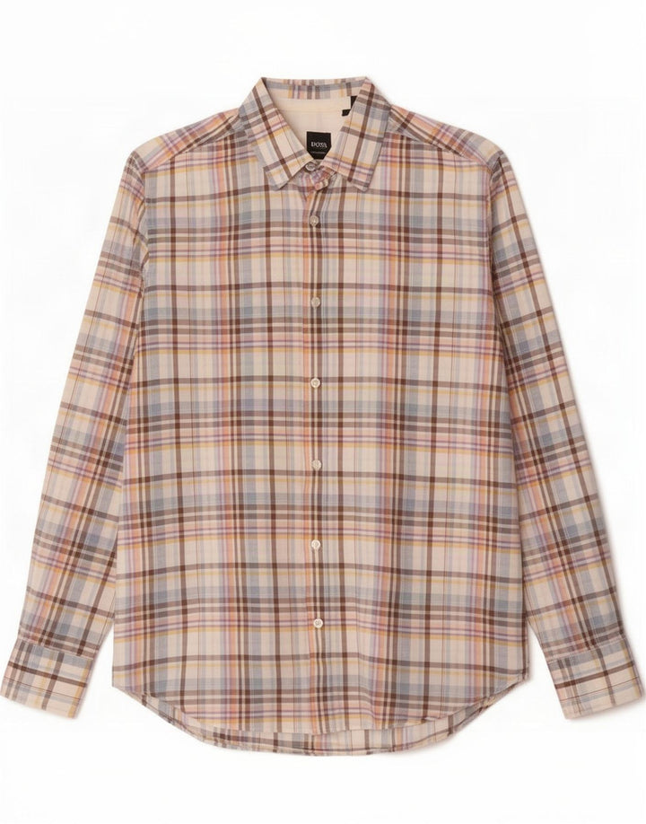 Camicia Hugo Boss da uomo vestibilità regolare in cotone a quadri multicolore medio