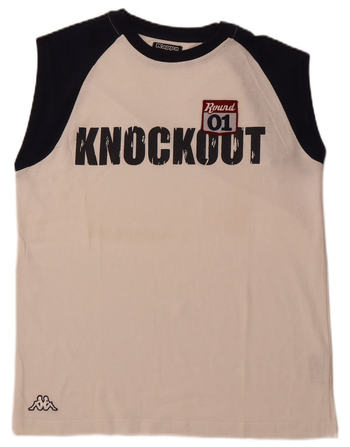 Canotta grafica da uomo KAPPA grande in cotone color block bianco