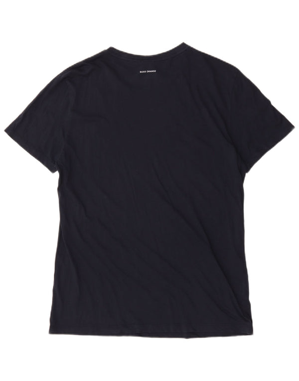 T-shirt grafica da uomo Hugo Boss Top Large in cotone blu navy