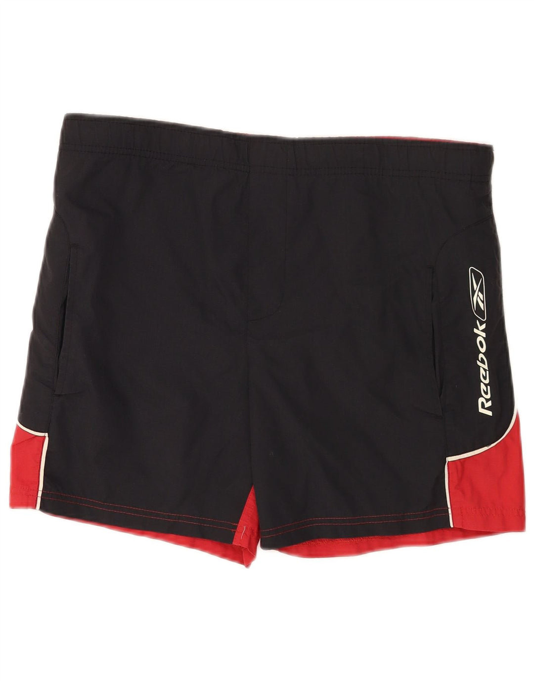 Pantaloncini da bagno grafici da uomo Reebok piccoli in nylon color block nero