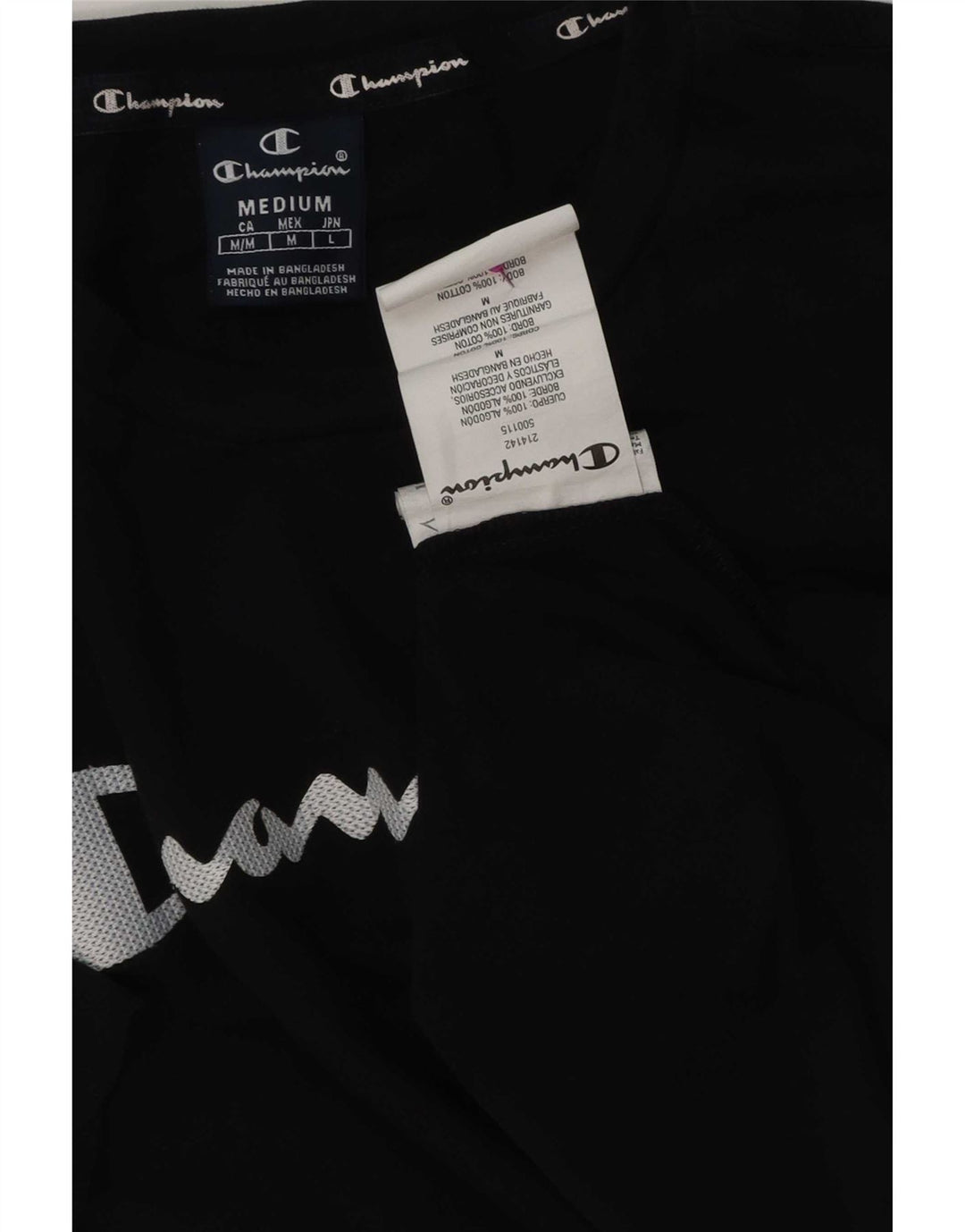 T-shirt grafica da uomo Champion Top in cotone nero medio