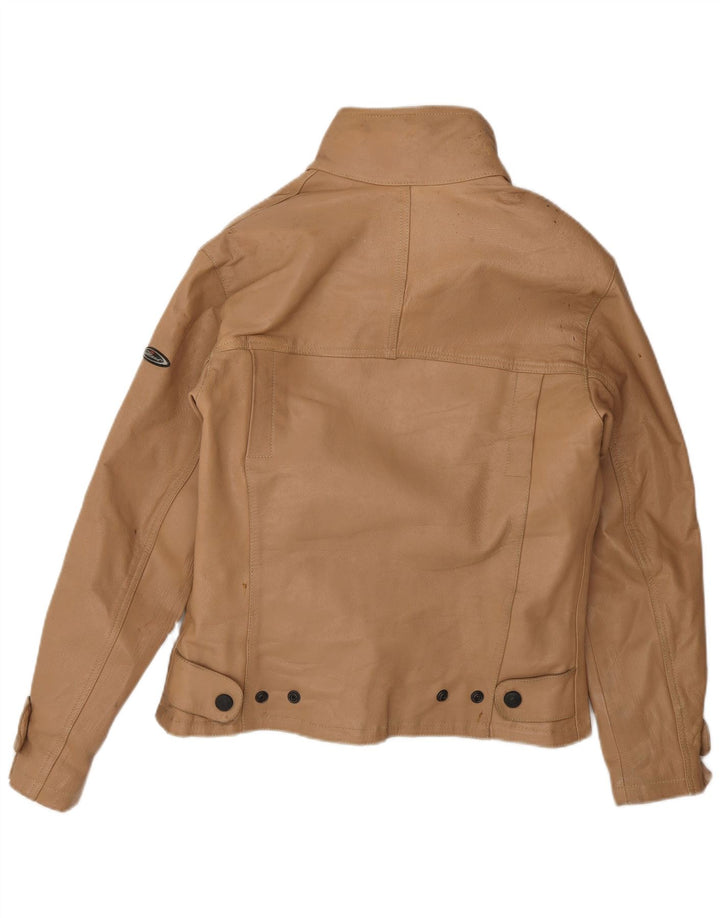 Giacca in pelle vintage da uomo piccola marrone