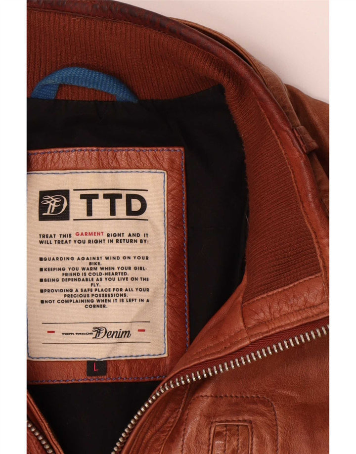 Giacca in pelle da uomo Tom Tailor UK 40 grande marrone