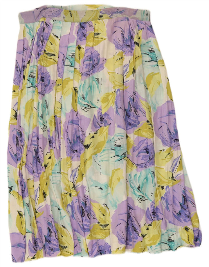 Gonna a pieghe vintage da donna W32 grande floreale multicolore