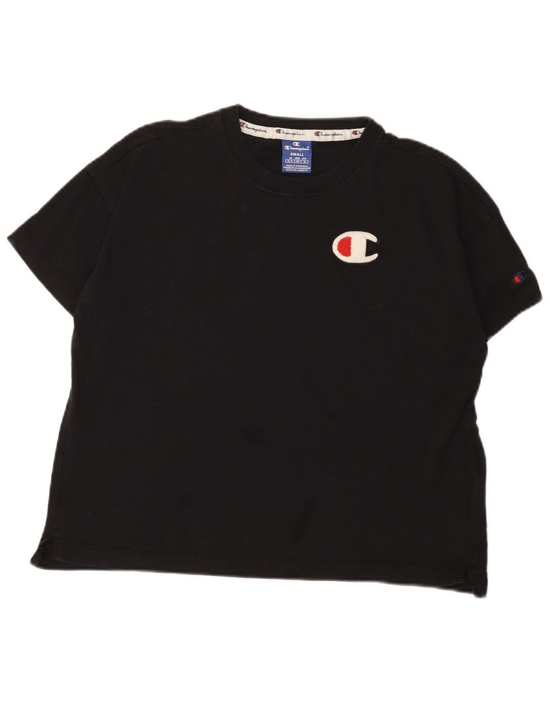 T-shirt oversize da donna Champion Top UK 10 piccola in cotone nero