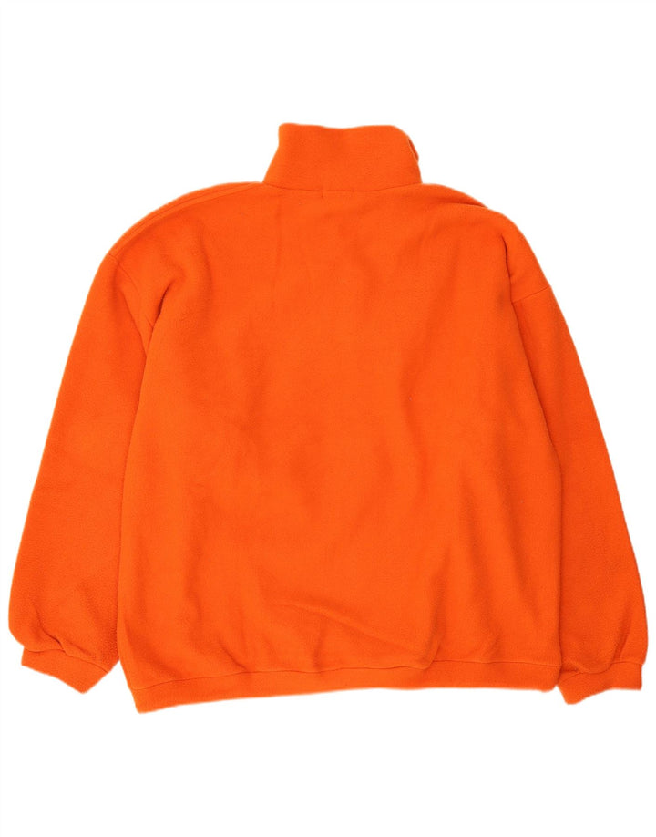 Maglione in pile da uomo vintage con bottone e collo XL in poliestere arancione