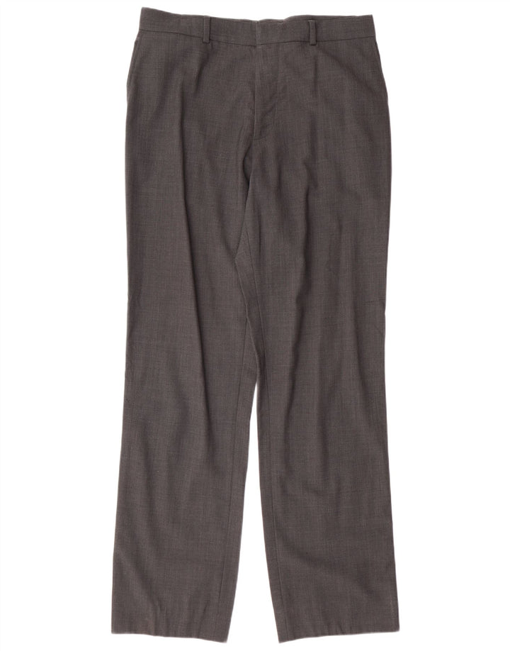 Pantaloni da abito dritti da uomo HUGO BOSS IT 52 XL W34 L34 Lana vergine grigia