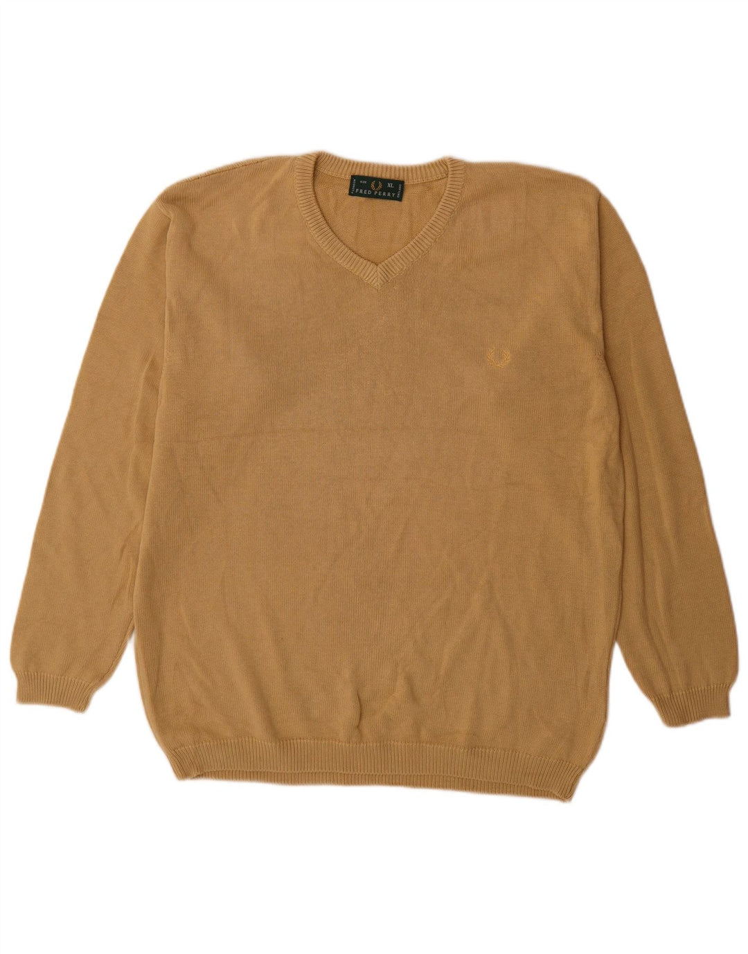 Maglione da uomo con scollo a V Fred Perry XL in cotone beige