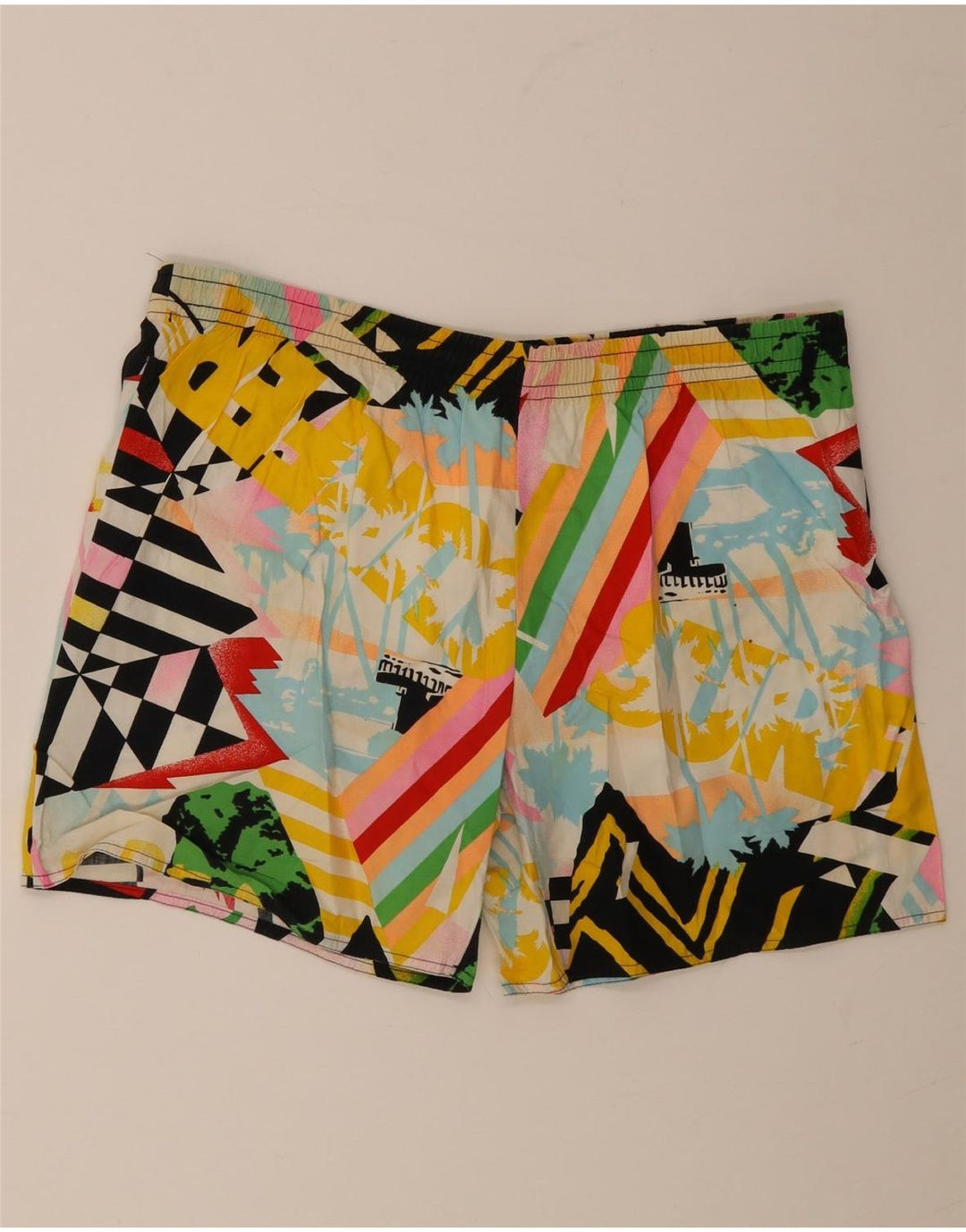 Pantaloncini da bagno vintage da uomo 2XL in cotone geometrico multicolore