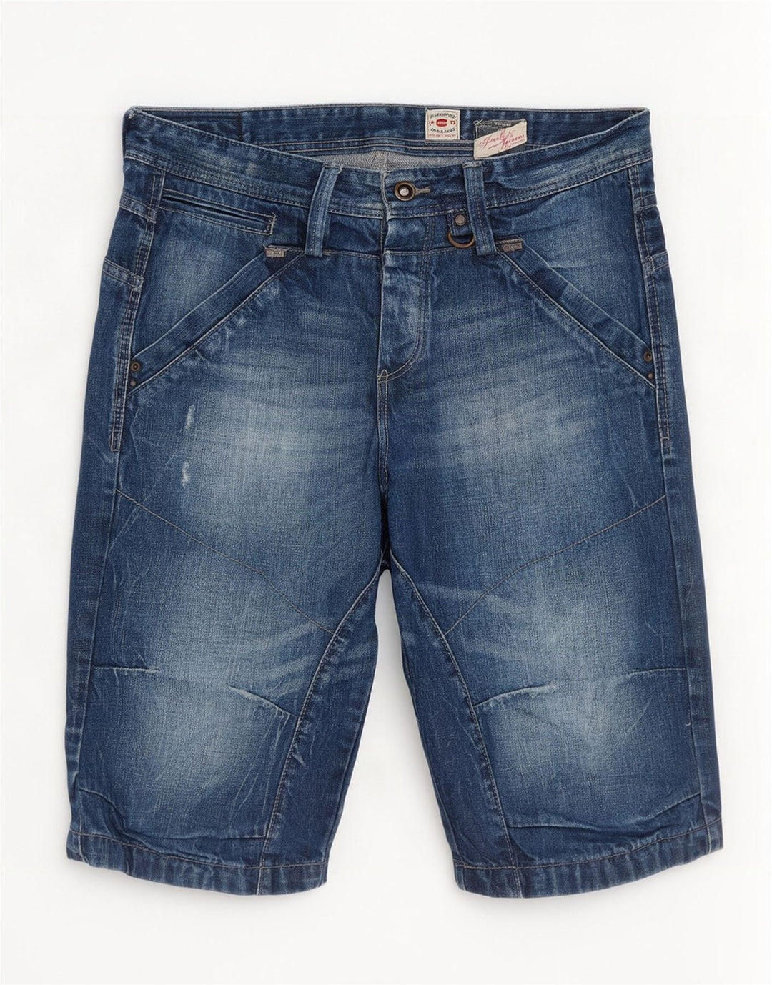 Pantaloncini di jeans invecchiati da uomo Jack & Jones medi W32 cotone blu