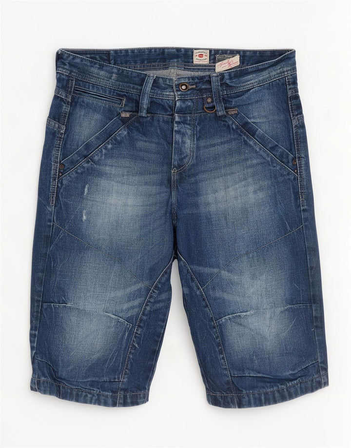 Pantaloncini di jeans invecchiati da uomo Jack & Jones medi W32 cotone blu