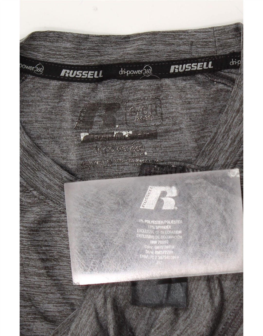 RUSSELL ATHLETIC Maglia da uomo Dri-Power a maniche lunghe piccola grigia chiazzata