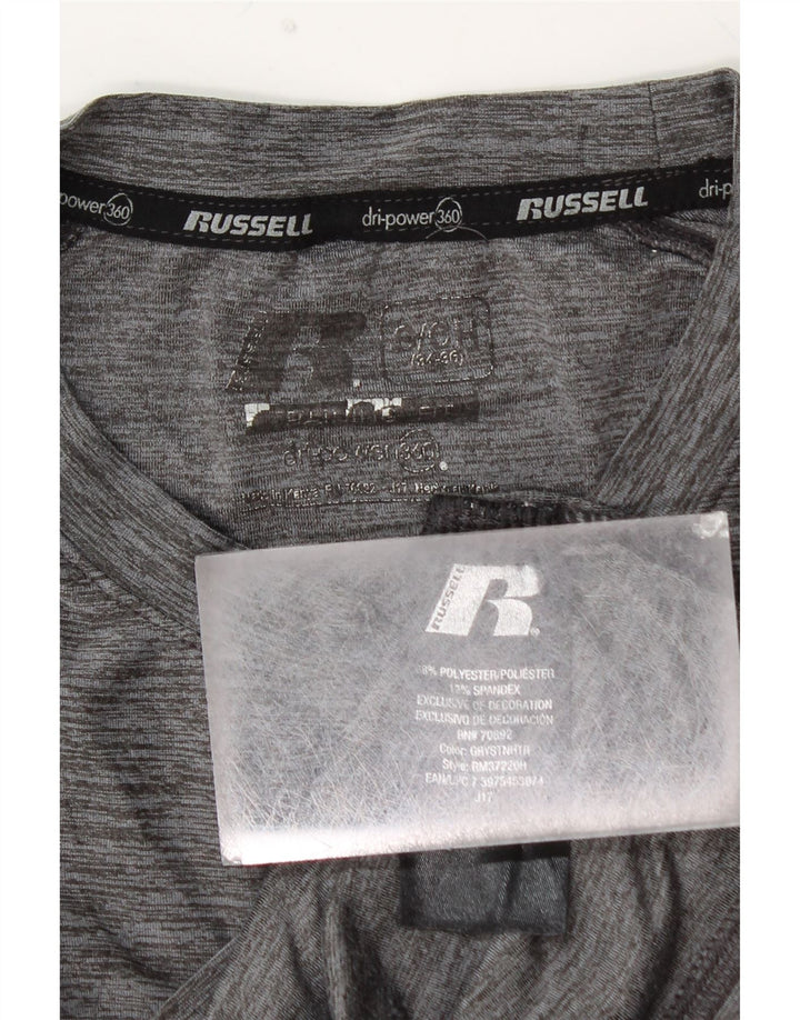 RUSSELL ATHLETIC Maglia da uomo Dri-Power a maniche lunghe piccola grigia chiazzata
