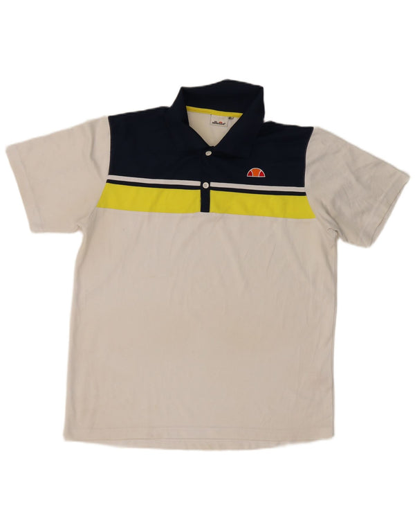Polo da uomo ELLESSE Large in poliestere color block bianco