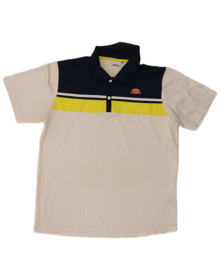 Polo da uomo ELLESSE Large in poliestere color block bianco