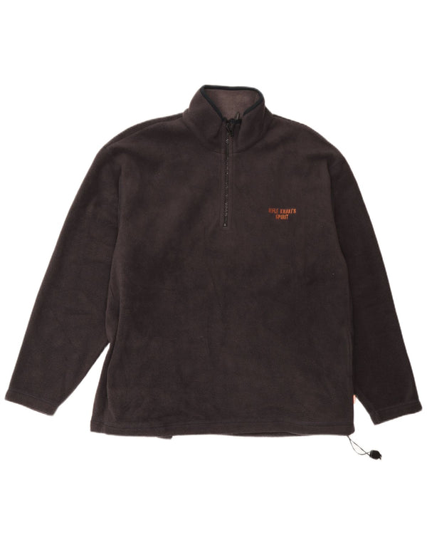 Maglione in pile da uomo con zip e collo Rifle in poliestere grigio medio