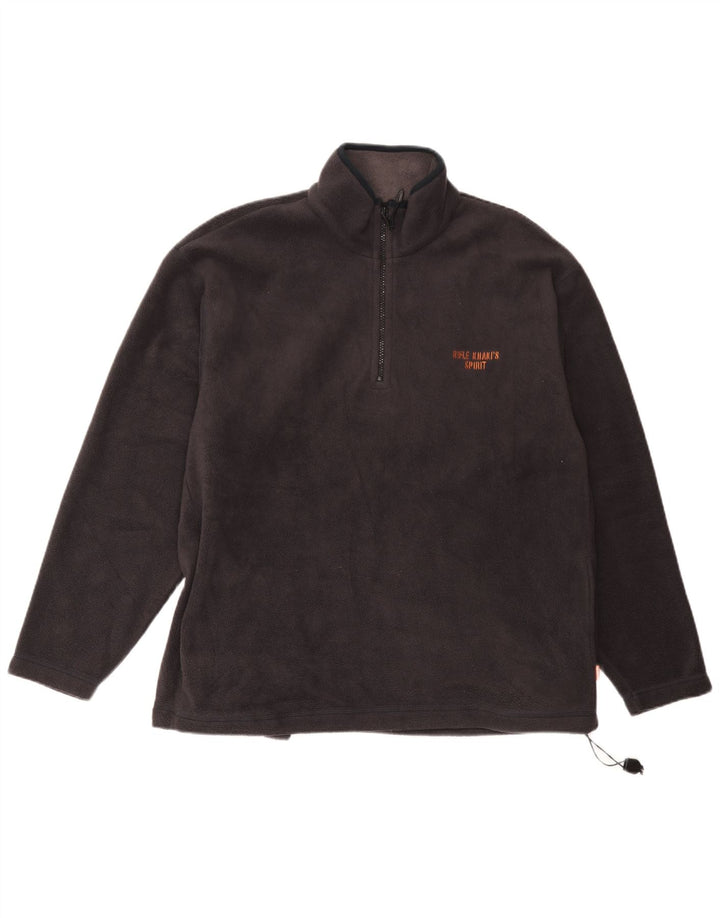 Maglione in pile da uomo con zip e collo Rifle in poliestere grigio medio