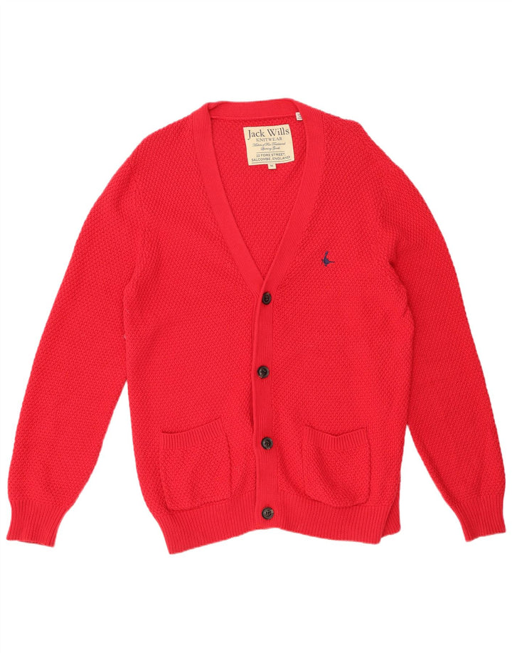JACK WILLS Maglione cardigan da uomo in cotone rosso medio