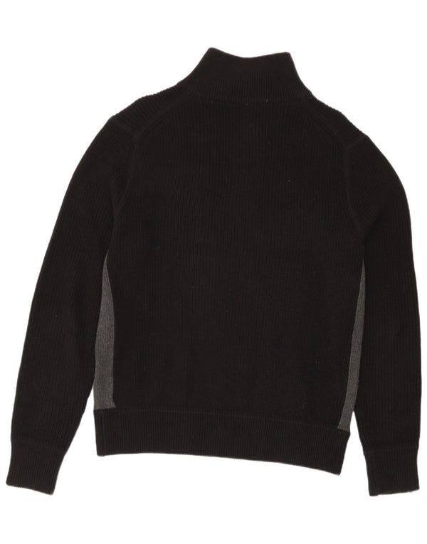 Guess Maglione da uomo con collo con zip UK 36 Piccolo cotone color block nero