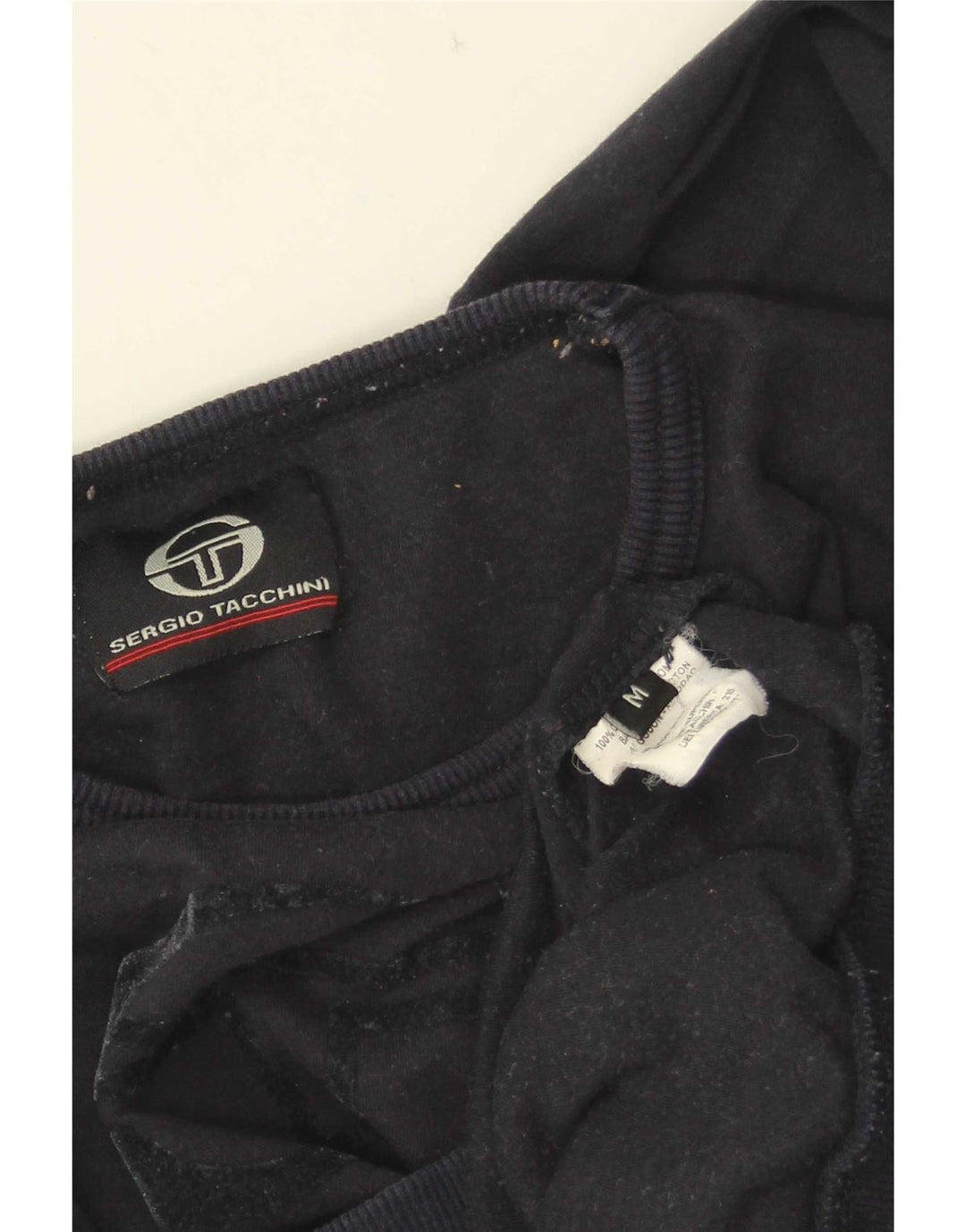 Sergio Tacchini Top grafico corto da donna a maniche lunghe UK 12 Medio Blu Navy