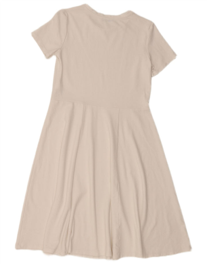 Abito a trapezio da donna ZARA UK 10 piccolo in viscosa bianca