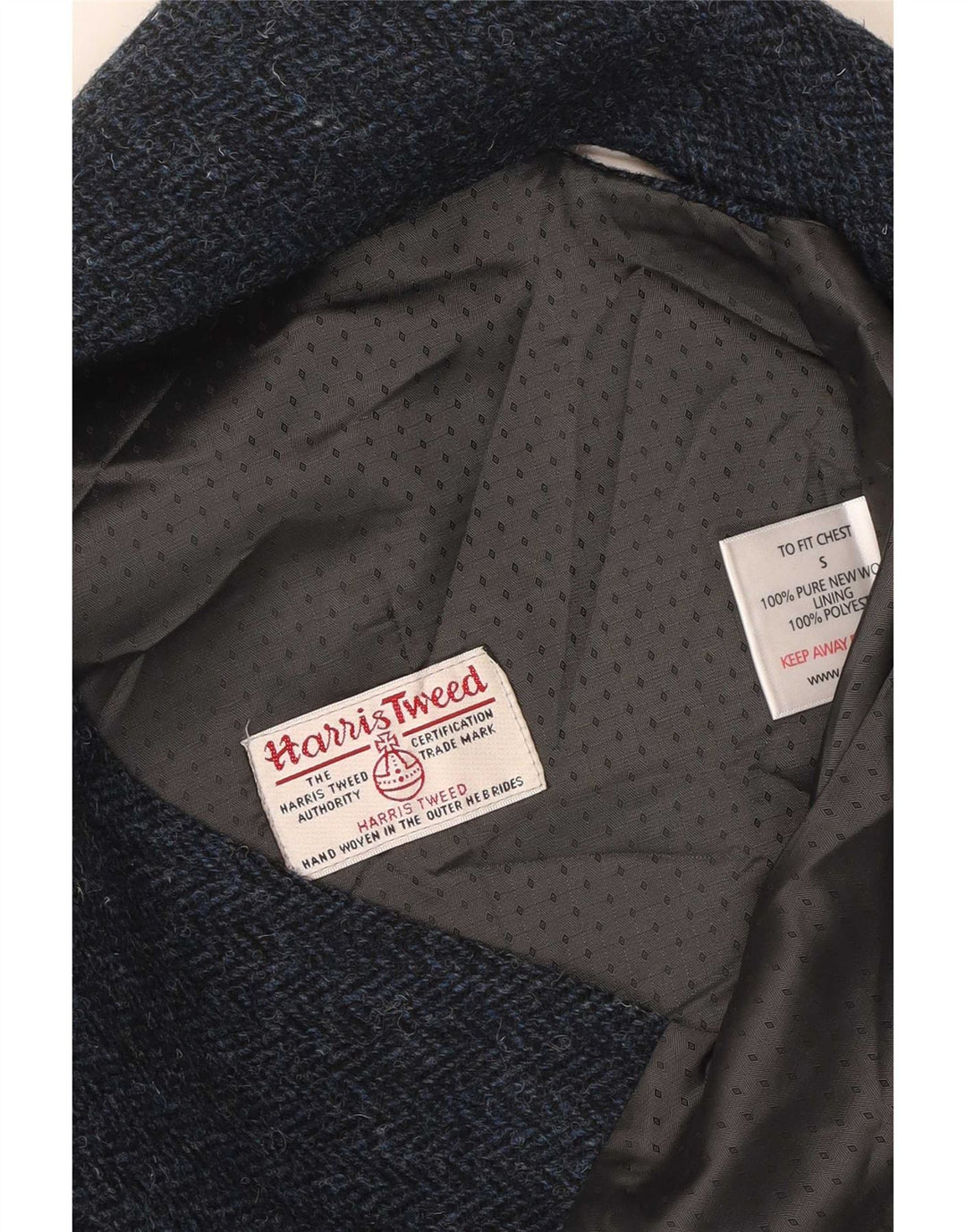 Gilet da uomo Harris Tweed piccolo blu a spina di pesce in lana vergine