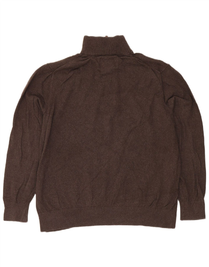 Eddie Bauer Maglione da uomo con zip e collo XL in cotone marrone