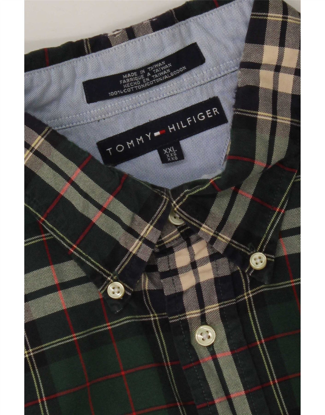 Camicia in flanella da uomo Tommy Hilfiger 2XL cotone a quadri verde