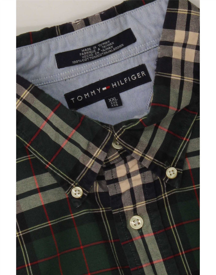 Camicia in flanella da uomo Tommy Hilfiger 2XL cotone a quadri verde