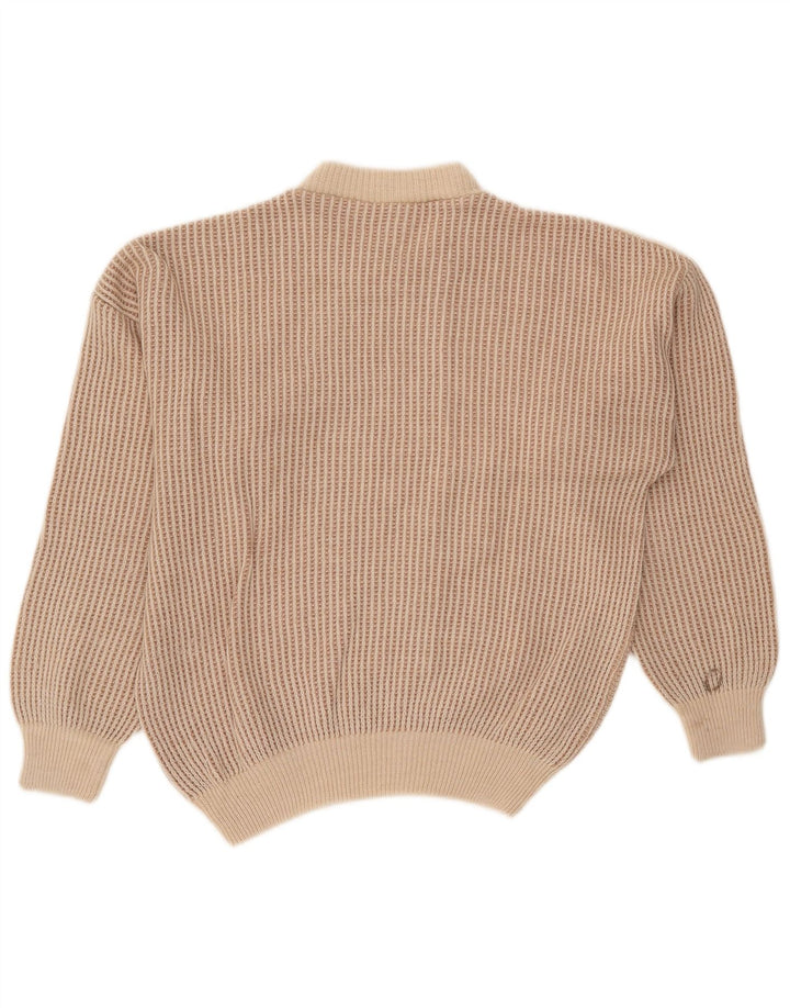Oscar Forghieri Maglione girocollo da uomo in lana a righe beige medio