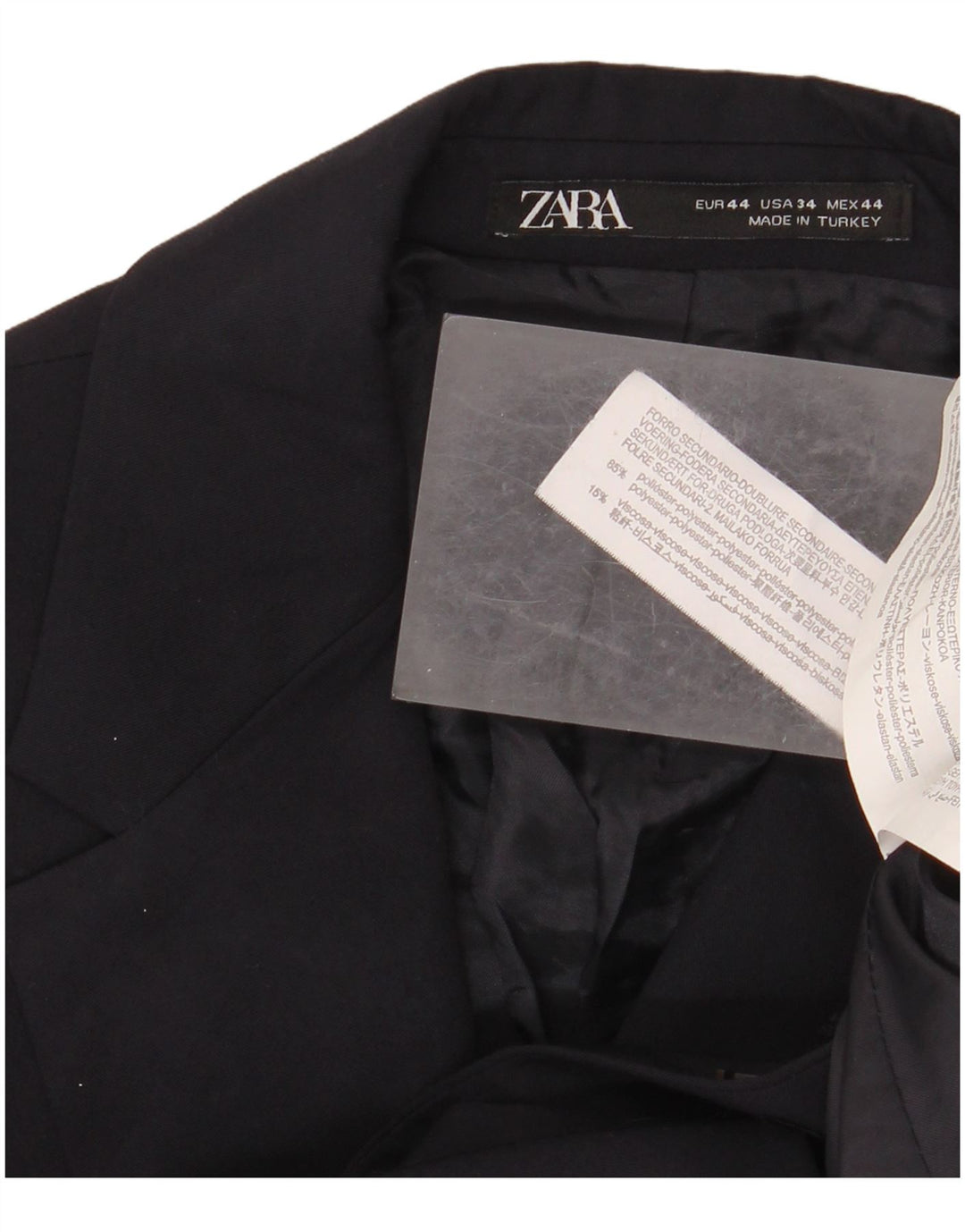 Giacca blazer da uomo a 2 bottoni Zara EU 44 XS poliestere blu navy