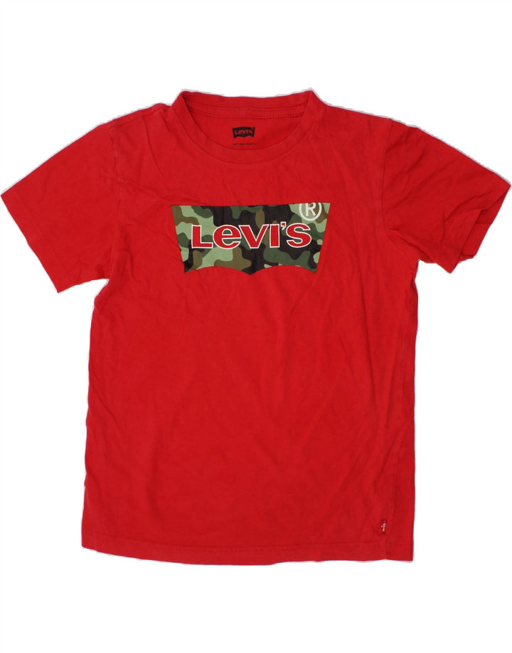 LEVI'S Boys Graphic T-Shirt Top 10-11 Years Medium Red Cotton Vintage Levi's and Second-Hand Levi's from Messina Hembry 