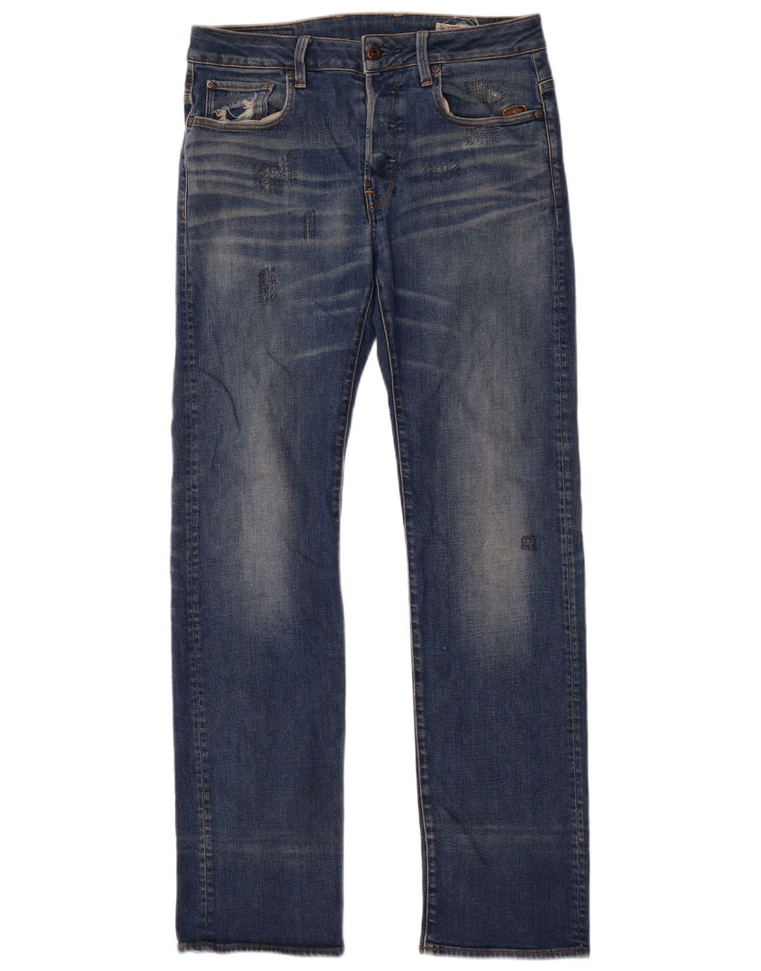 Jeans dritti invecchiati da uomo G-Star W30 L34 cotone blu