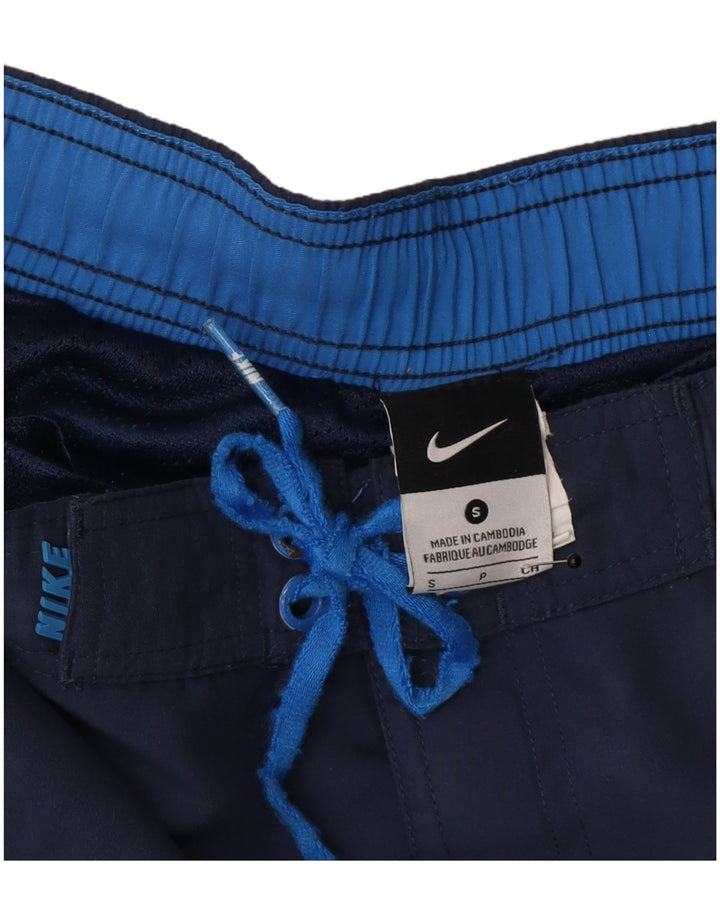 Pantaloncini da bagno Nike da uomo piccoli in poliestere color block blu navy