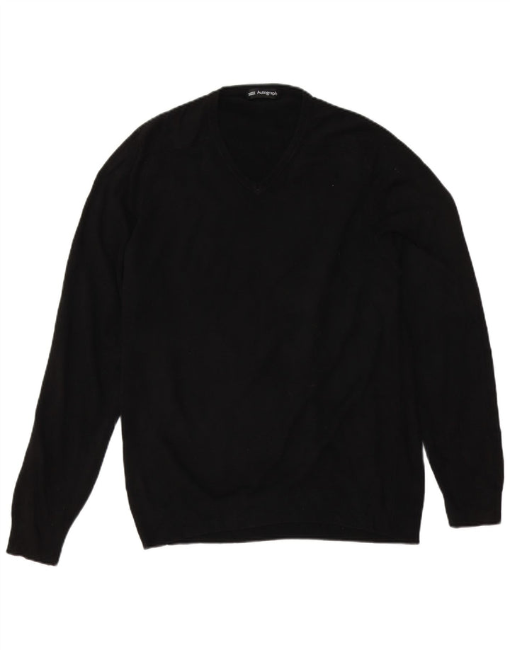 Maglione da uomo con scollo a V autografo Marks & Spencer, acrilico nero medio