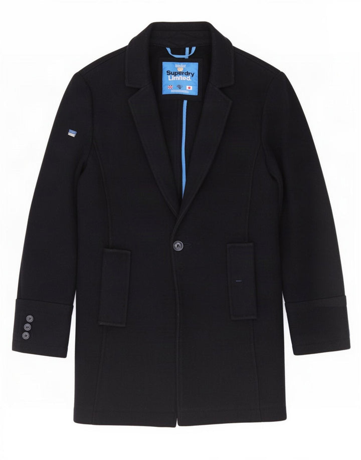 Cappotto da uomo Superdry UK 38 Lana color block blu navy medio