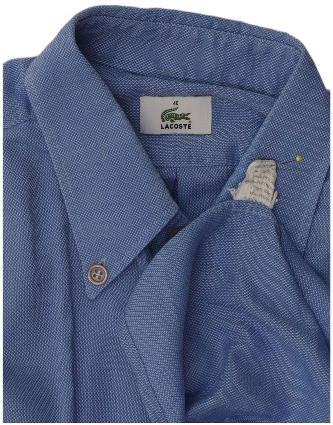 Camicia a maniche corte da uomo Lacoste taglia 40 in cotone blu medio