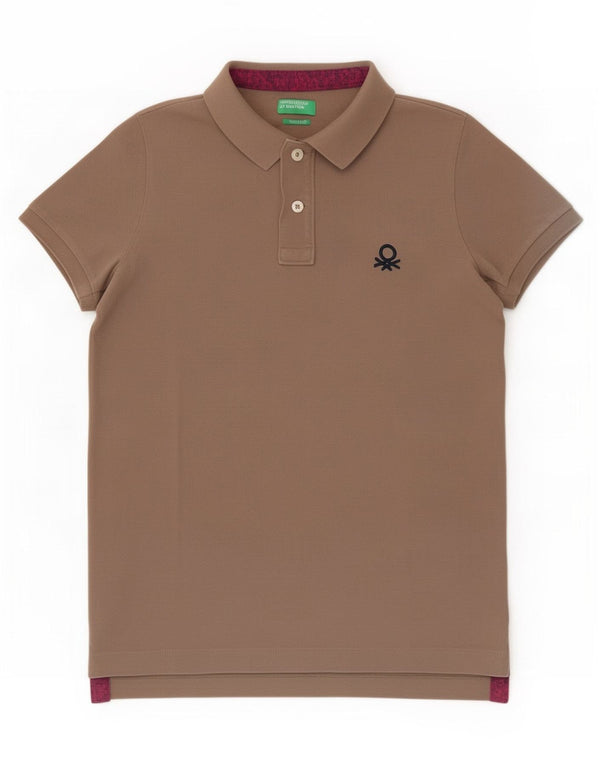 Polo Benetton da uomo con vestibilità muscolare, taglia grande, in cotone marrone