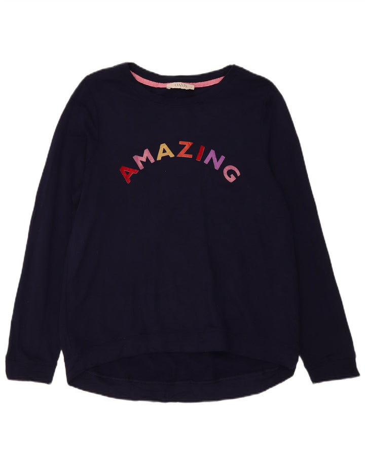 Felpa oversize con grafica da donna Oasis UK 10 Small Blu Navy