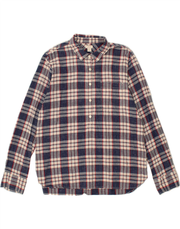 J. CREW Womens Pullover Shirt UK 16 Large Navy Blue Check Cotton Vintage J. Crew and Second-Hand J. Crew from Messina Hembry 