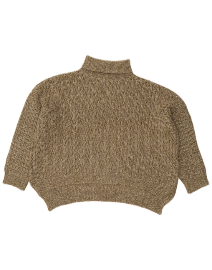 Maglione corto a collo alto oversize corto da donna Zara UK 14 medio cachi