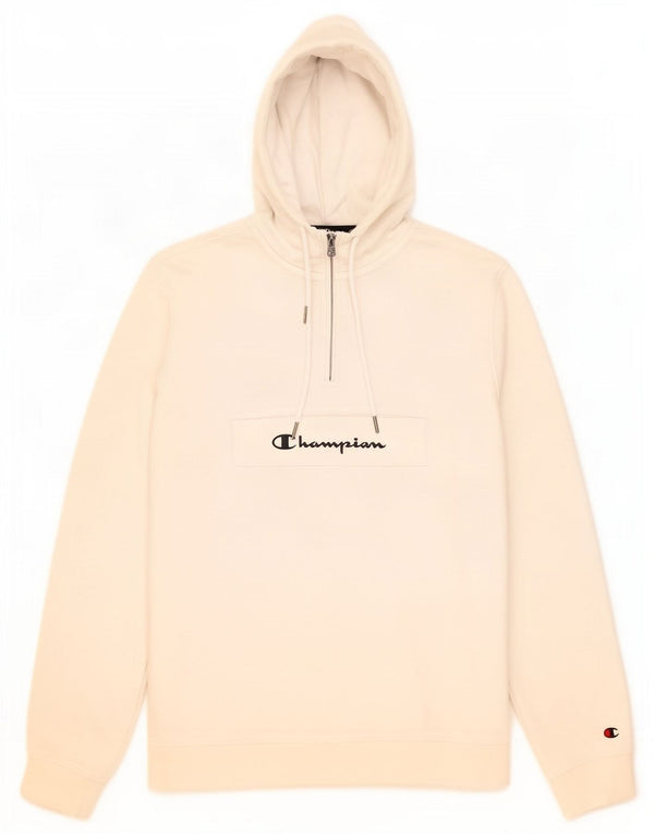 Maglione con cappuccio e zip grafica da donna Champion UK 16 Large in cotone bianco