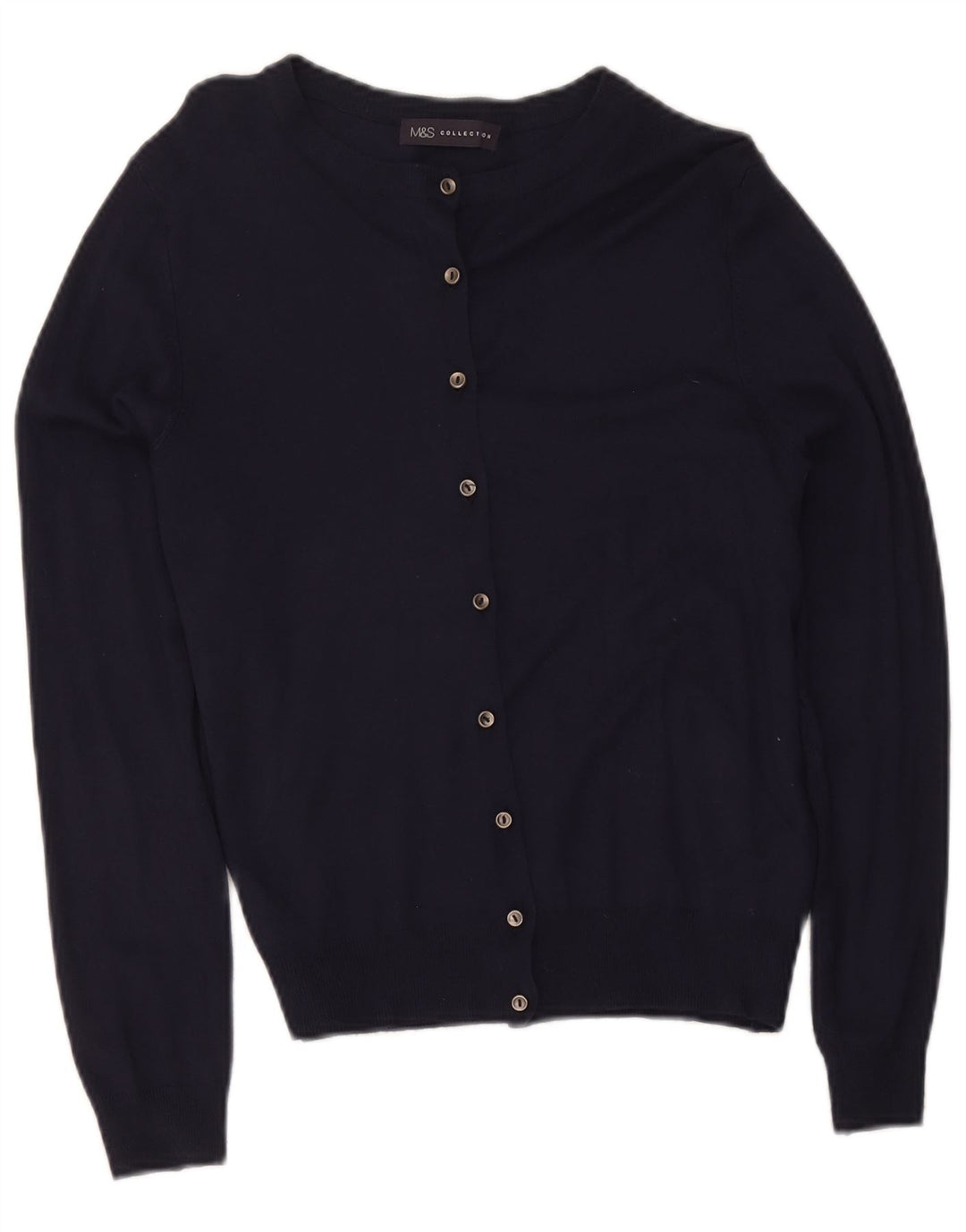 Maglione cardigan da donna Marks & Spencer UK 14 grande viscosa blu navy