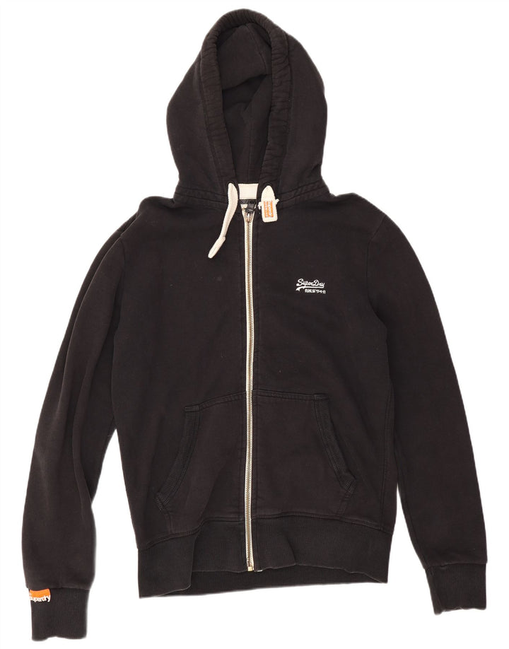 Maglione con cappuccio e zip da uomo Superdry in cotone nero medio