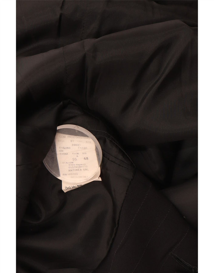 Giacca blazer da uomo a 3 bottoni Emporio Armani IT 48 gessato medio nero