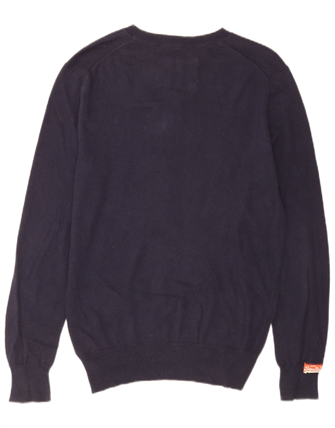 Maglione da uomo con scollo a V Superdry in cotone blu navy medio