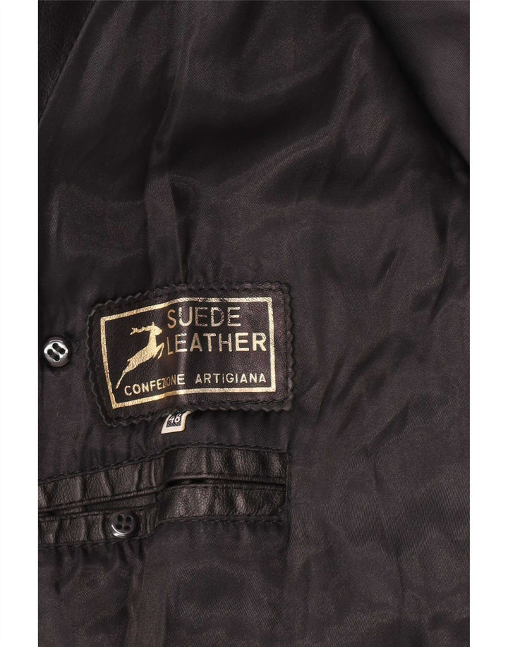 Caban in pelle da uomo vintage IT 48 medio nero classico